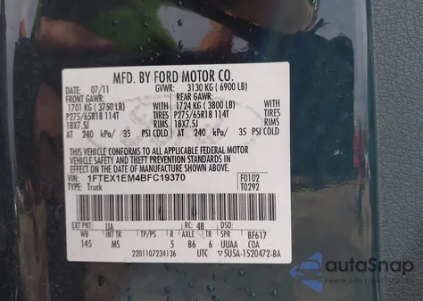 2011 Ford F-150 Xlt z USA, uszkodzony, nr VIN 1FTEX1EM4BFC19370